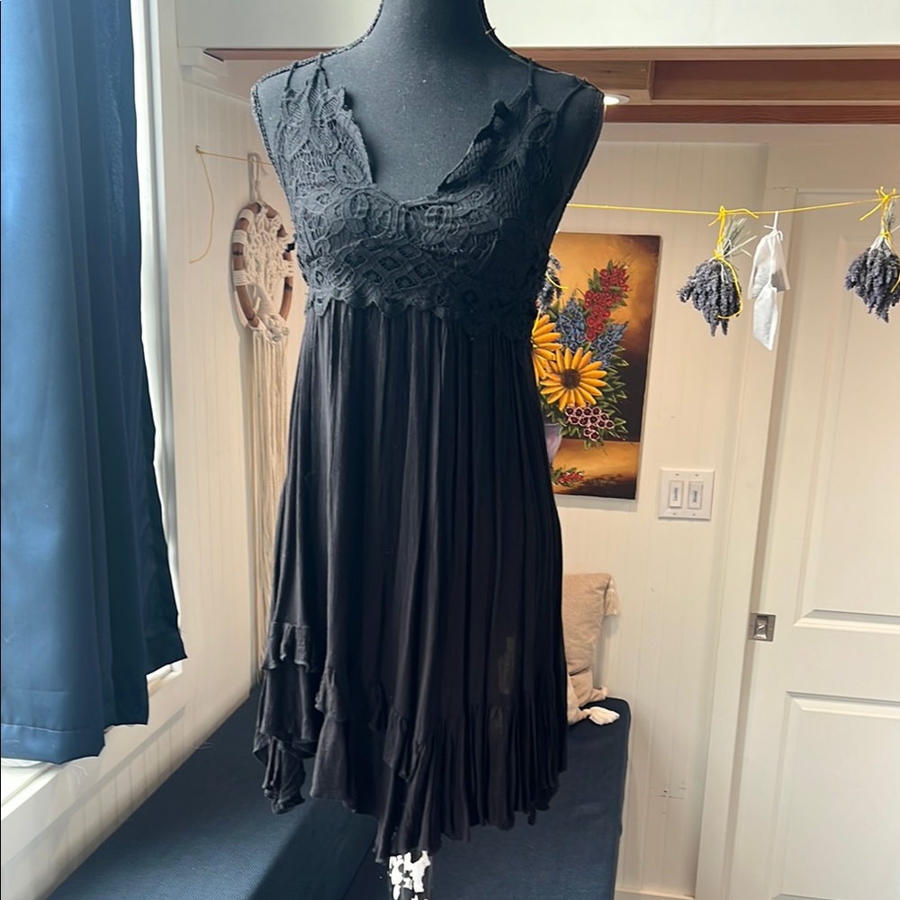 Free People Elegant Black Lace Dress